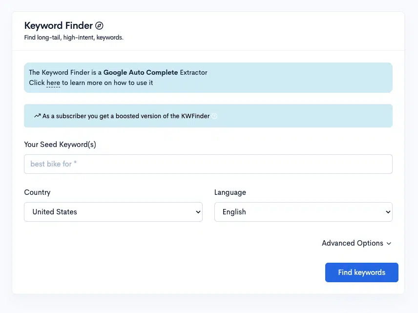 Lowfruits Keyword Finder