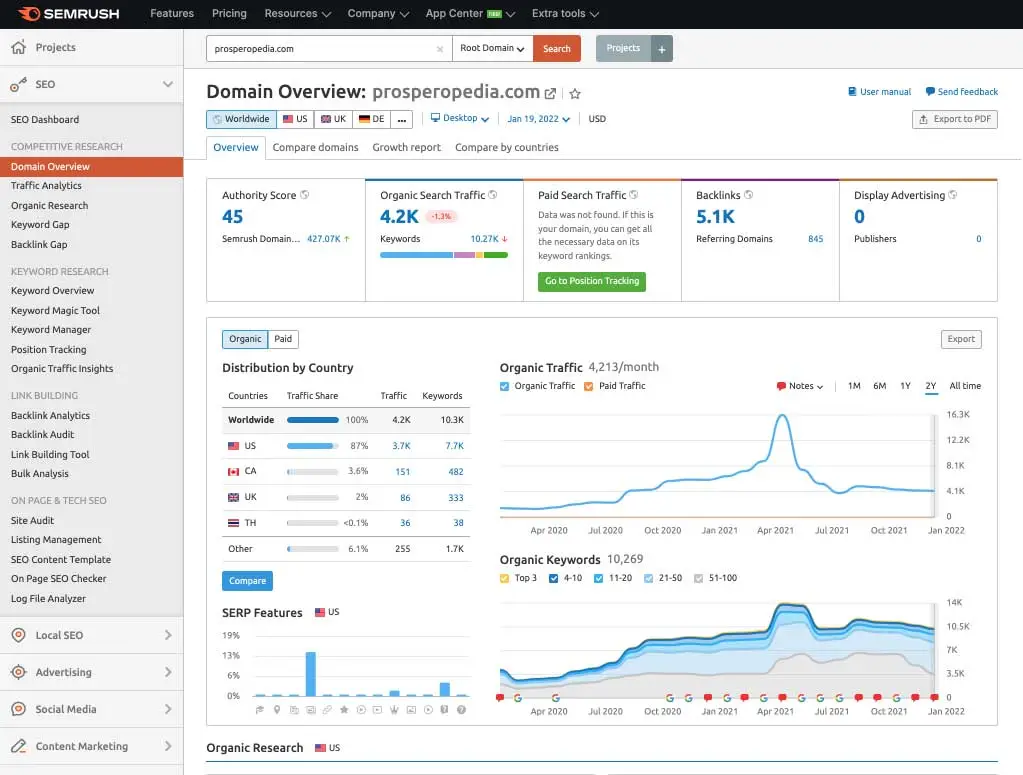 semrush domain-overview tool